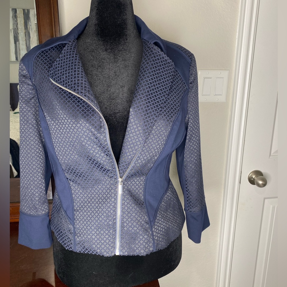 Cache Navy Blue Dressed Up Moto Jacket